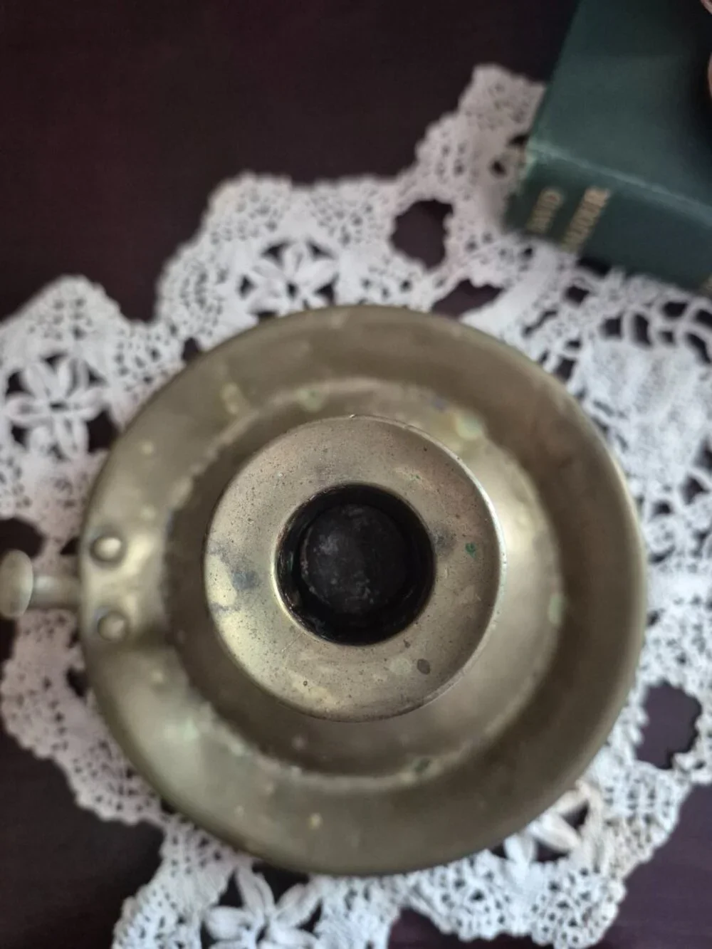 Antique Brass Chamberstick Candle Holder